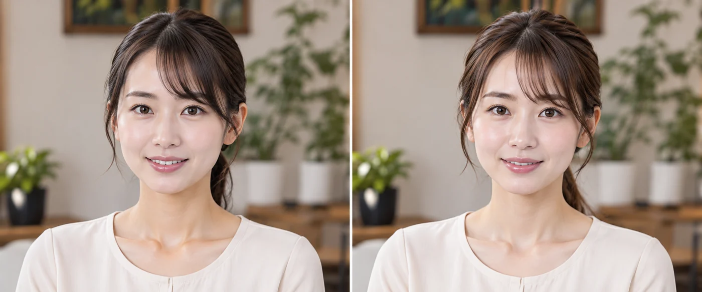 架空の成人AI人物による顔合成の比較イメージ(AI生成の制作イメージ)