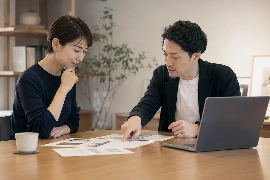 掲載内容を相談する打ち合わせのイメージ（AI生成）